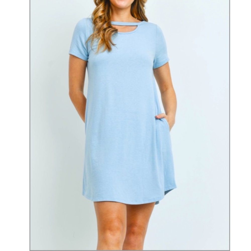 Blue Cutout Detail Shift Dress - Picture 3 of 3